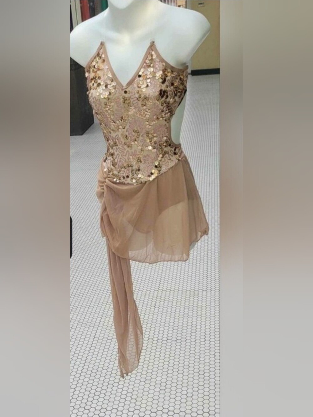 Elegant Sequin Lyrical Gold. Dress